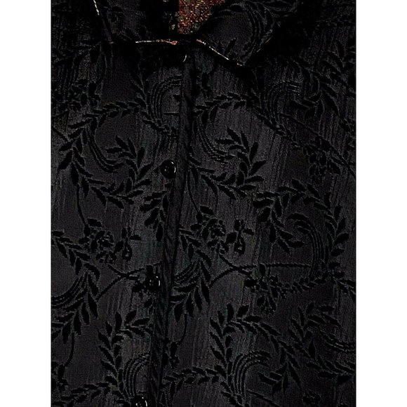 Coldwater Creek Size 1X Reversible Chenille Patchwork/ Black Brocade Jacket - Picture 6 of 9